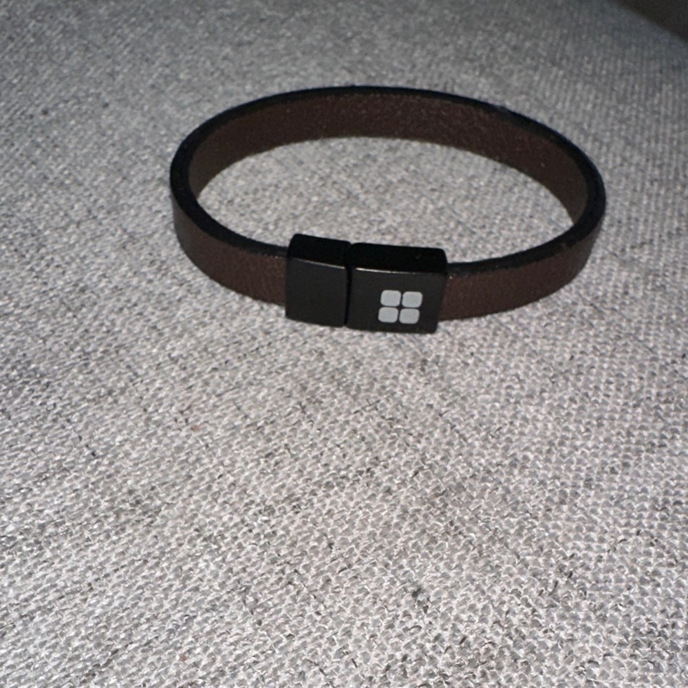 Brown Leather Bracelet with Black magnetic Clasp